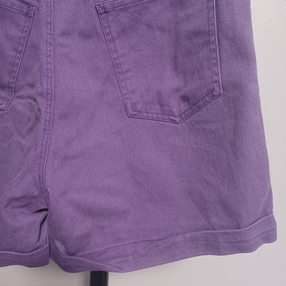 90s Denim High Waist Dark Purple Cuffed Shorts - Picture 10 of 12